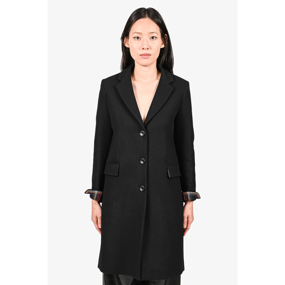 Maje Women's Gireg Straight Cut Virgin Wool Coat In Black Size 40